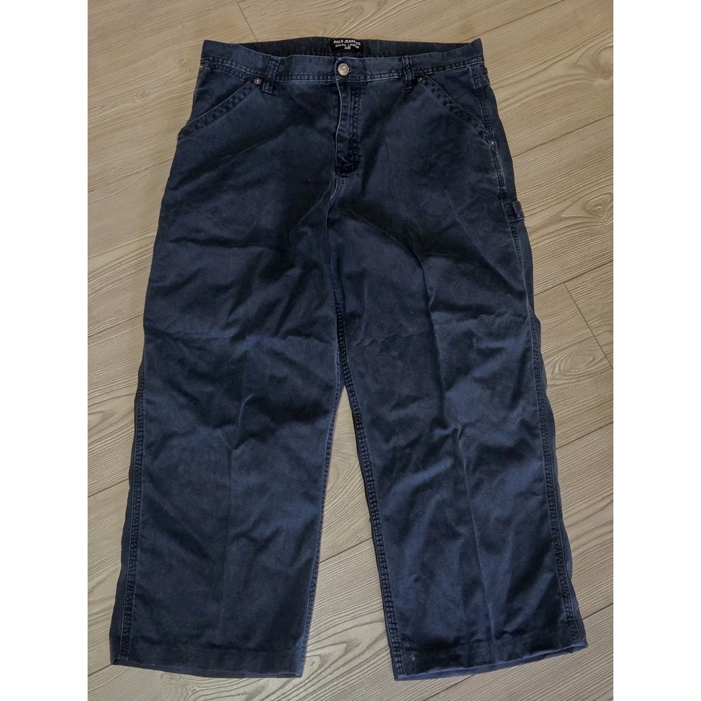 Polo Jeans Ralph Lauren Capri‎ Jeans Womens Size 20 Black Denim Baggy Y2K